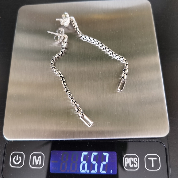 Jai Johan Hardy Sterling Silver Convertible Box Chain Drop Earrings - Picture 6 of 6